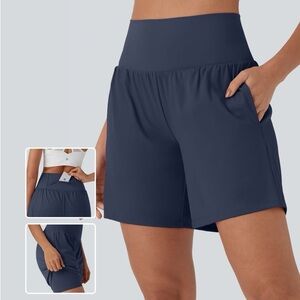 Halara Super High Waisted 2-in-1 Cool Touch Yoga Shorts 7" with Pockets